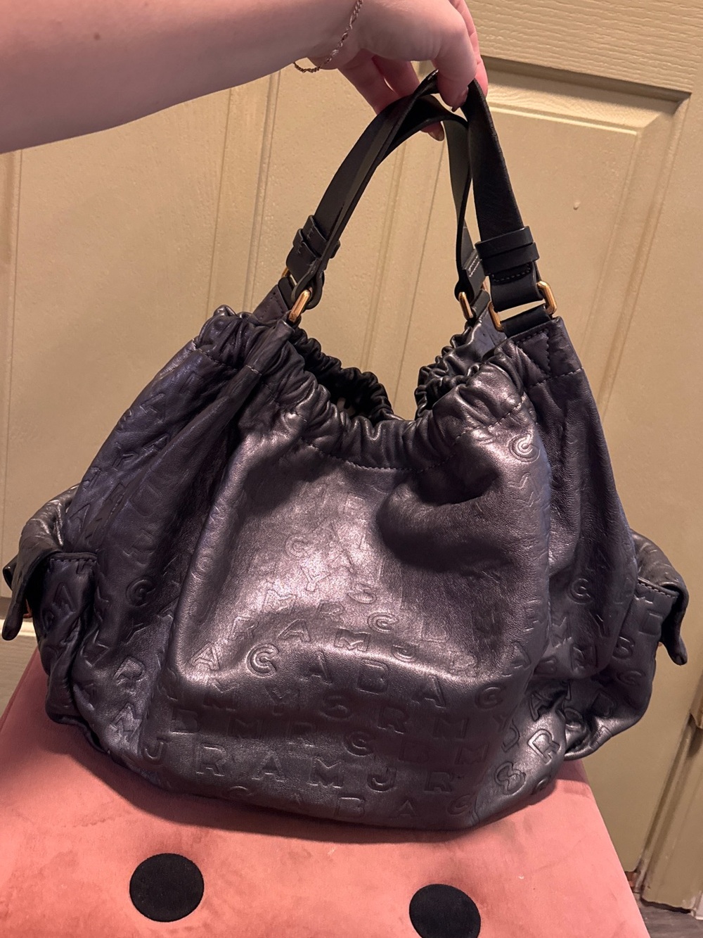 metallic gray Marc by Marc Jacobs Alphabet Alphabet Dreamy Hobo Bag